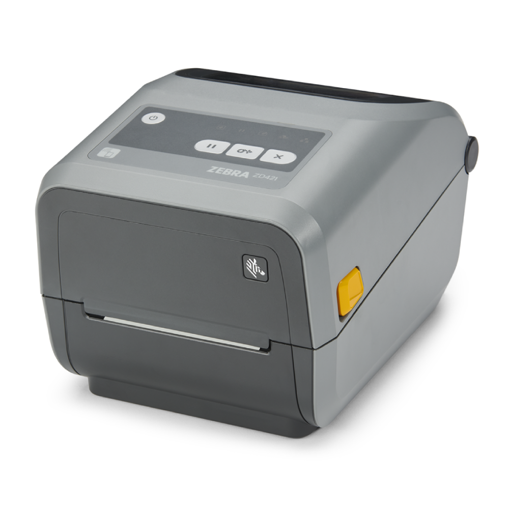 zd421c-font-left Zebra ZD421, Transfert Thermique (Cartouche de Ruban Couleur), 300dpi, Ethernet, USB, USB Host, BTLE – Image 1