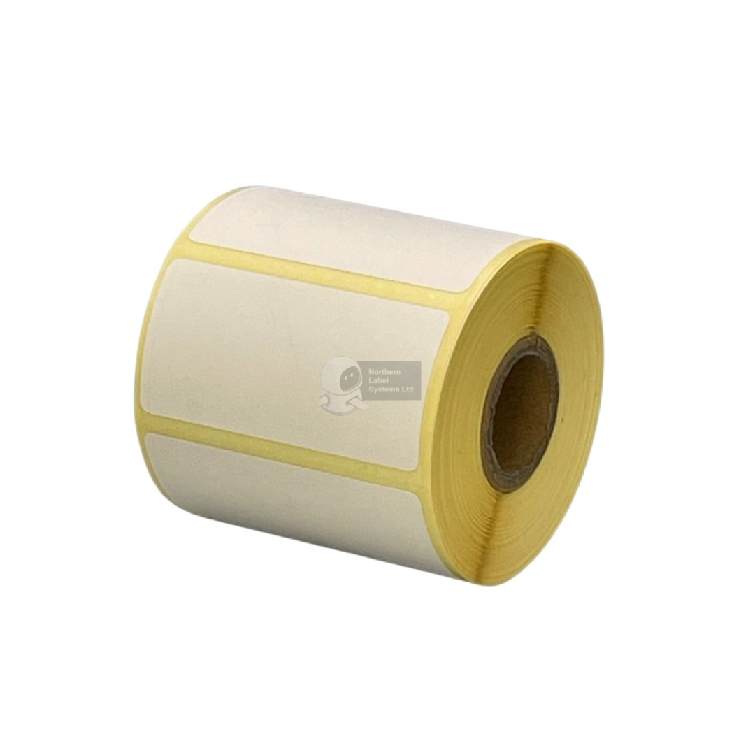 front-left Étiquettes thermiques directes 50 mm x 25 mm, 2 x 1 pouce, adhésif permanent, 500 par rouleau, POUR IMPRIMANTES D'ÉTIQUETTES MOBILES, 050025DTYPW1-500-C19 – Image 1