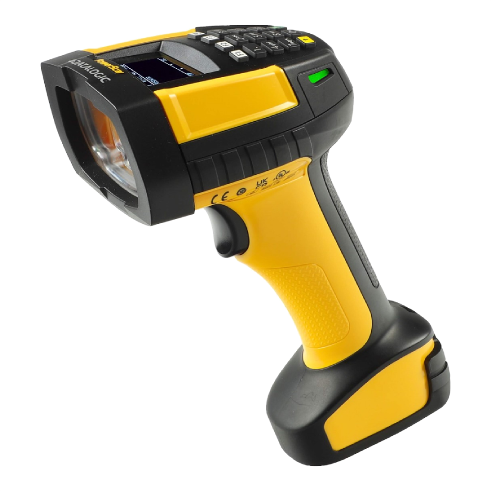 pm9600-front-left Datalogic PowerScan PM9600, High Performance, Display, 4 Keys, 433 MHz, Batterie amovible, Kit (USB), Cradle – Image 1
